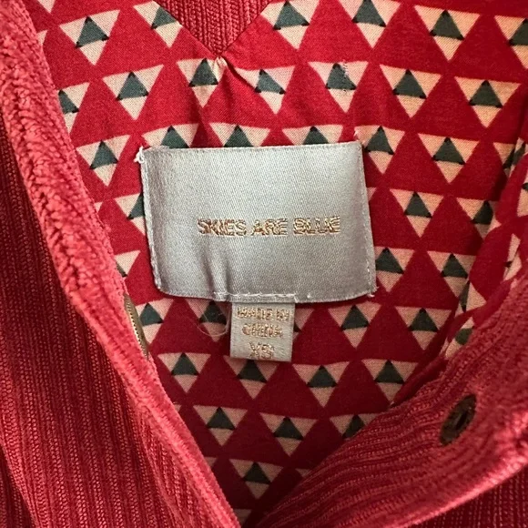 Red Corduroy Button-Down Dress - Picture 2 of 5